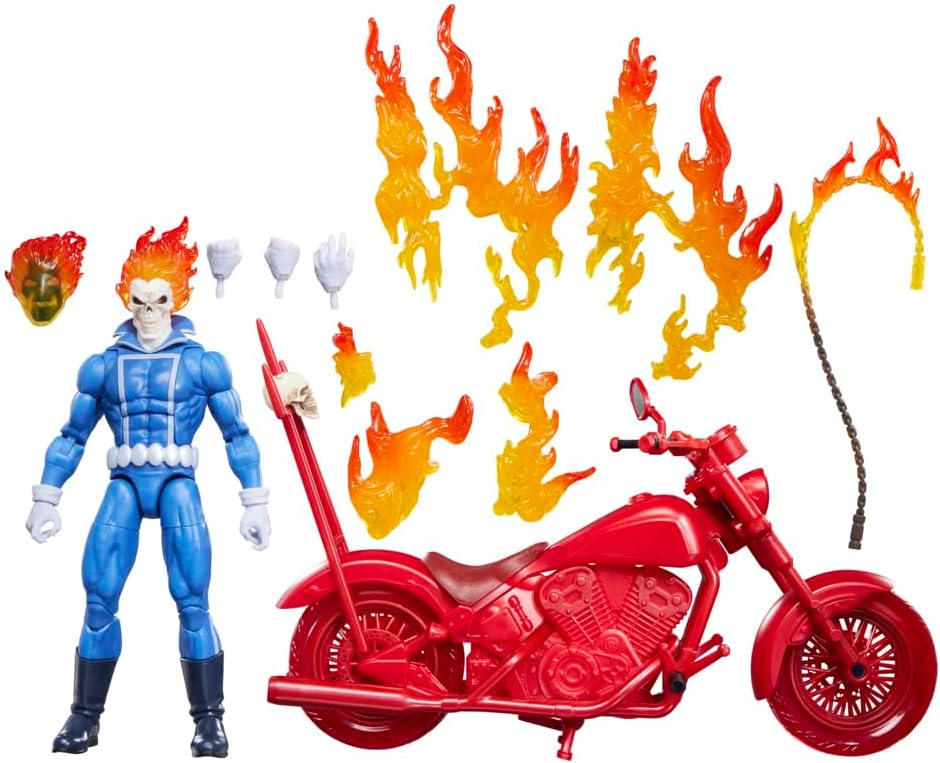 Marvel Legends Series Ghost Avenger Johnny Blaze Collectible Figure with 6" Scale Motorcycle Comic Inspired