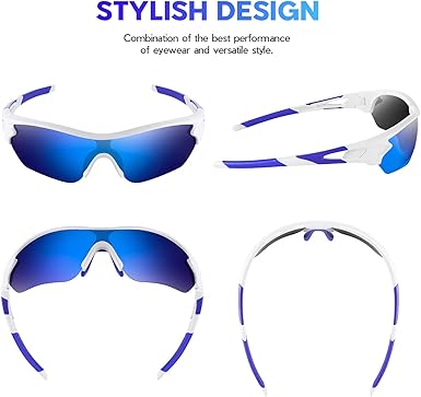 BEACOOL Polarized Sports Sunglasses for Men Women Youth (OPEN BOX) WHITE/BLUE