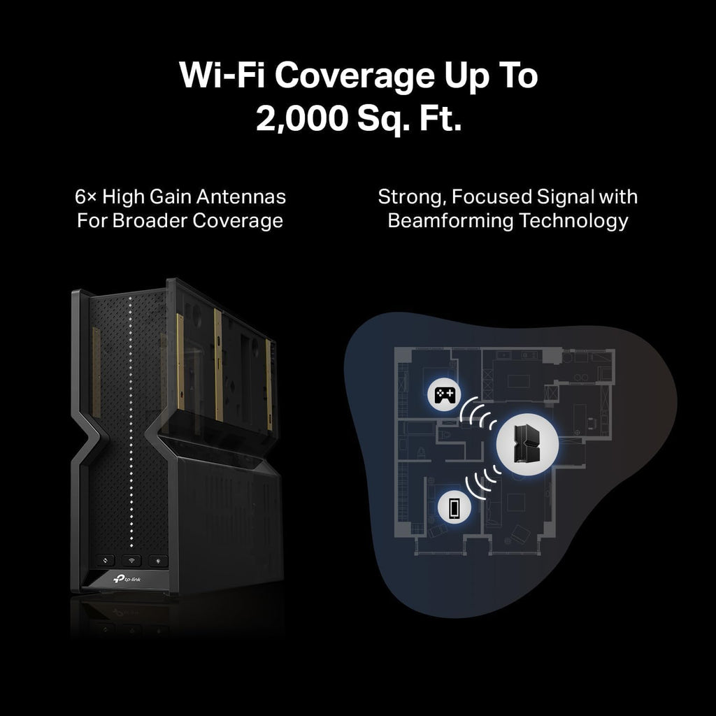 TP-Link Tri-Band BE9300 WiFi 7 Router (Archer BE550) - 6-Stream, Full 2.5G Ports w/ 6 Internal Antennas, Up to 2,000 Sq Ft, Add Easy-Mesh Device for Extended Coverage, VPN Support (Renewed)
