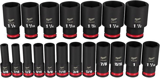 Milwaukee ShockWave 1/2 in. drive SAE 6 Point Deep Impact Rated Socket Set 19 pc