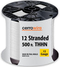 THHN 12 AWG Stranded Electrical Wire, White, 500 ft