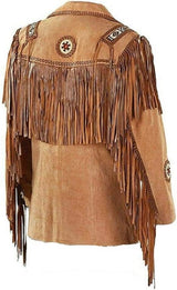 LEATHERAY Men's Western Cowboy Leather Jacket - Brown - Medium