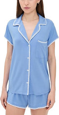 Eberjey Women's The Frida Whip Stitch Short Pajama Set - Cornflower - Size: Medium