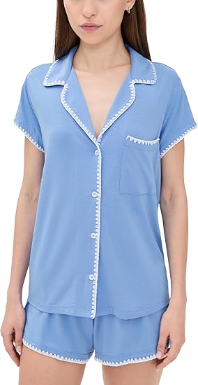 Eberjey Women's The Frida Whip Stitch Short Pajama Set - Cornflower - Size: Medium
