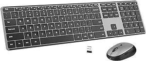 AUSDOM Sofkeys4  Wireless Bluetooth Keyboard Full Size, Quiet Slim Multi-Device Rechargeable Cordless QWERTY Keyboard with Number Pad-NEW