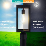 Zinnze Solar Lamp Post Light Outdoor Waterproof，Solar Outdoor Post Light with 3.5in Pier Mount Base Matte Black (OPEN BOX)