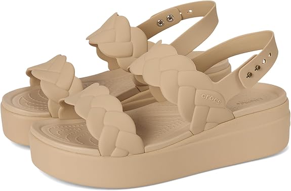 Crocs Women's Brooklyn Woven Low Wedges Platform Sandals Chai Size 7 Medium