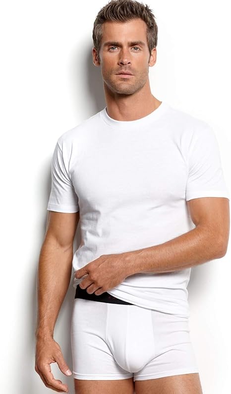 Stafford Blended Cotton White Crew Neck Shirts 3-Pack (Large)