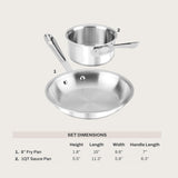 All-Clad D3 Stainless Steel 2 Piece Cookware Set - 8" Frying Pan and 1 Qt Saucepan