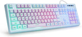 HUO JI Gaming Keyboard USB Wired with Rainbow LED Backlit, Floating Keys, Mechanical Feeling, Spill Resistant, Ergonomic(NEW,OPEN BOX)