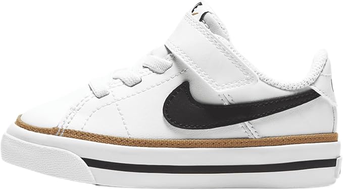NIKE Unisex Kid's Court Legacy Sneakers in White/Black-Dessert Ochre - 9C