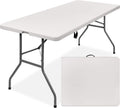 Best Choice Products - Portable Folding Plastic Dining Table w/ Handle, Lock - 6ft - White