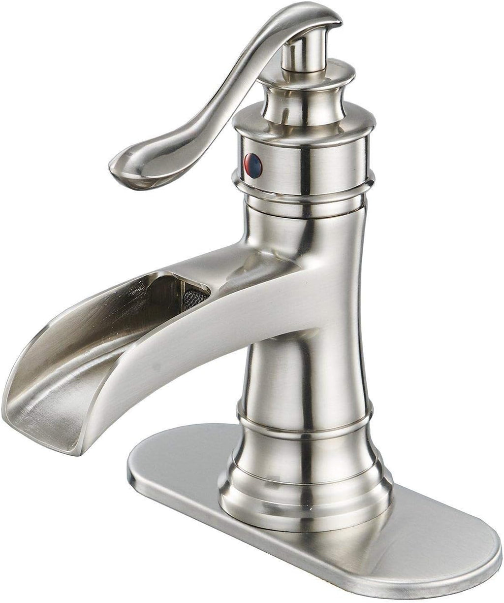 B.W.E. Single Hole Single-Handle Low-Arc Bathroom Faucet in Brushed Nickel