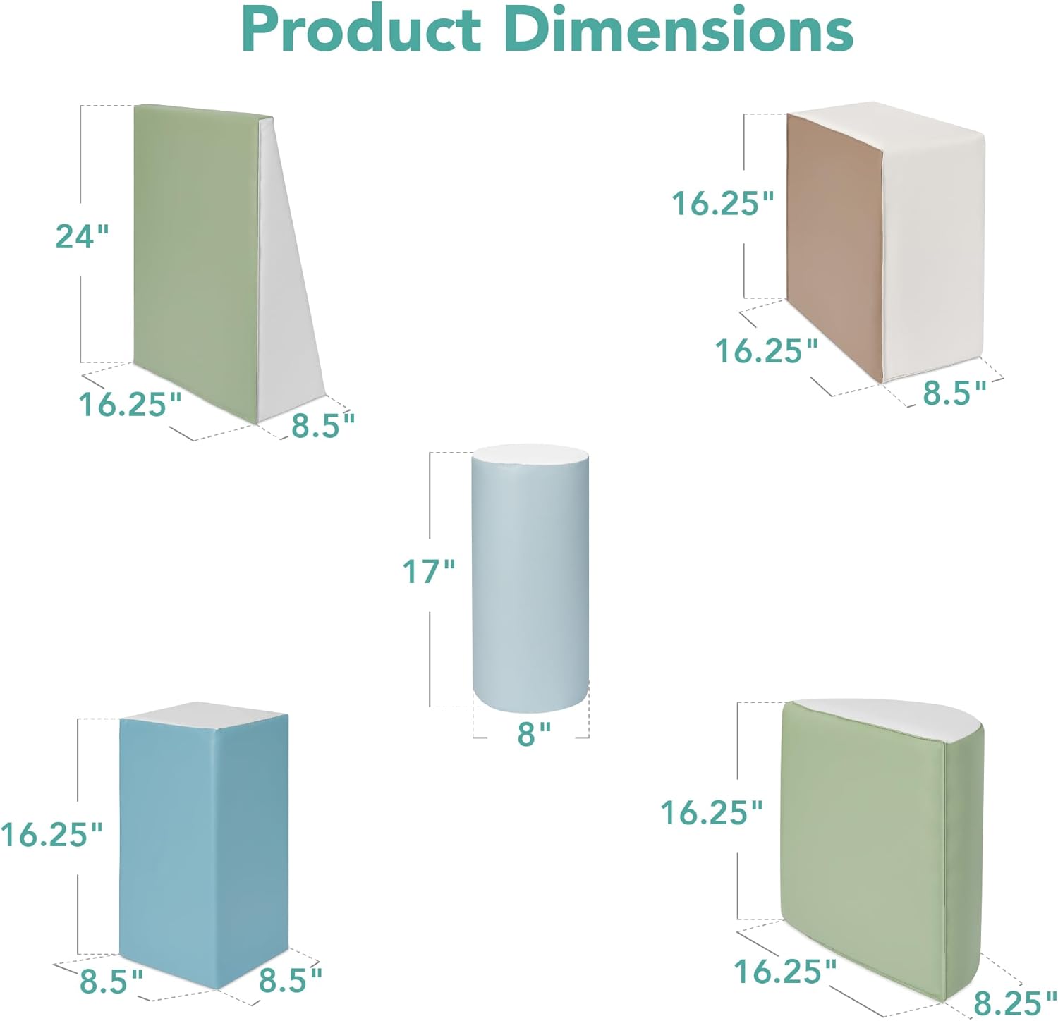 Best Choice Products - 5-Piece Kids Climb & Crawl Soft Foam Shapes Structure Playset - Earth Tone