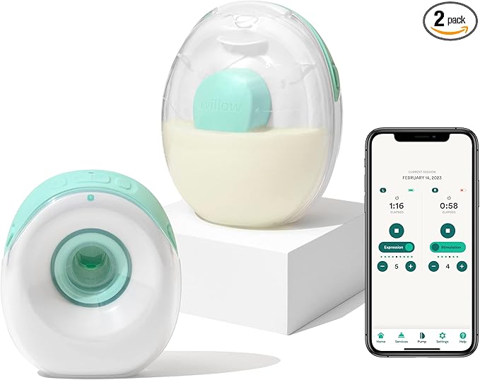 Willow Go - Hands Free Breast Pump - Wearable Breastfeeding Pump - Portable, Electric, Cordless, 9 Levels of Hospital Grade Suction Strength, App Compatible & Fits Fully in Bra - Postpartum Essentials