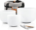 RYAN DVAN 432HZ Crystal Singing Bowl Set of 3, 6" B Crown, 7" G Throat, 8" F Heart with Case Suede Striker & O-Ring
