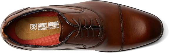 Stacy Adams Men's Kallum Cap Toe Oxford Shoes , Cognac Color (Size: 12M)