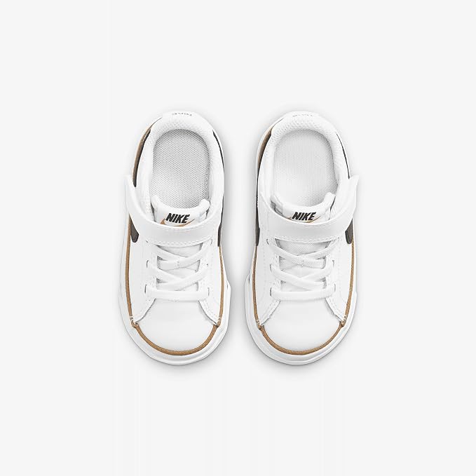 NIKE Unisex Kid's Court Legacy Sneakers in White/Black-Dessert Ochre - 9C