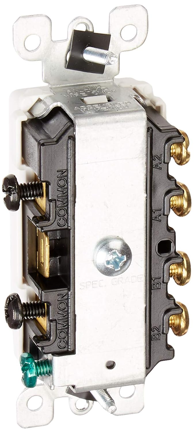 Leviton 15 Amp Decora 3-Way / 3-Way Combination Switch, Grounding, Ivory, White (5643-W) - 10 Pack
