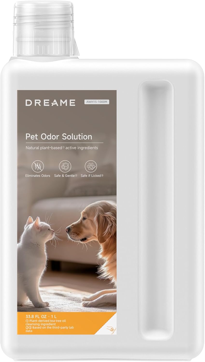 DREAME Robot Vacuum Cleaning Soluition, Pet Odor Solution, Safe and Gentle Natural Plant-Based Ingredients, 33.8 FL OZ(1L)