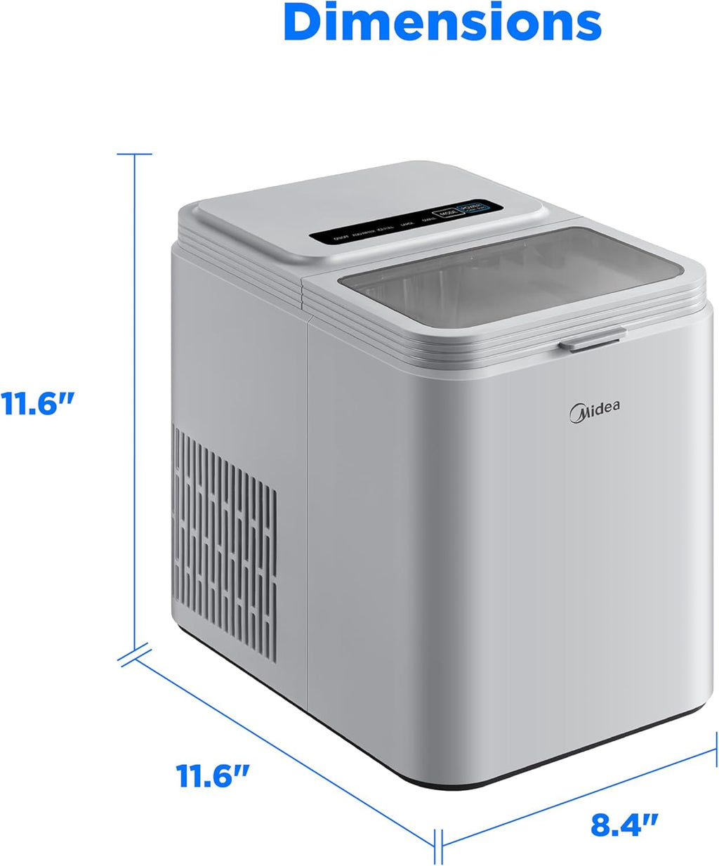Midea MERI26B1AGY Countertop Bullet-Ice Maker, 8 Ice Bullets Ready in 6 Minutes, 26lbs/24H, Self-Cleaning Function with Ice Scoop and Basket for Home/Office/RV
