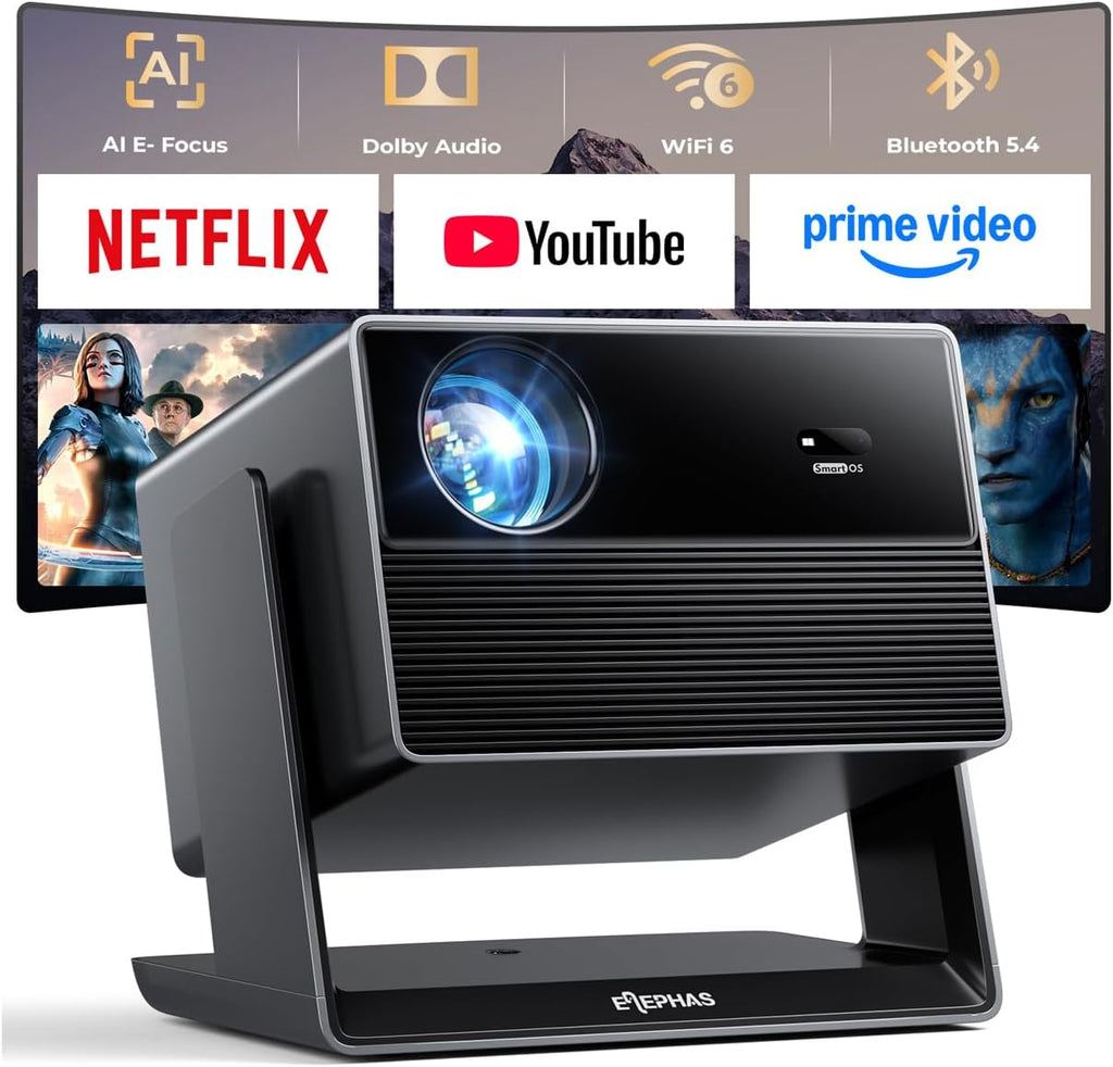 ELEPHAS Smart 4K Projector with WiFi and Bluetooth for Indoor Outdoor