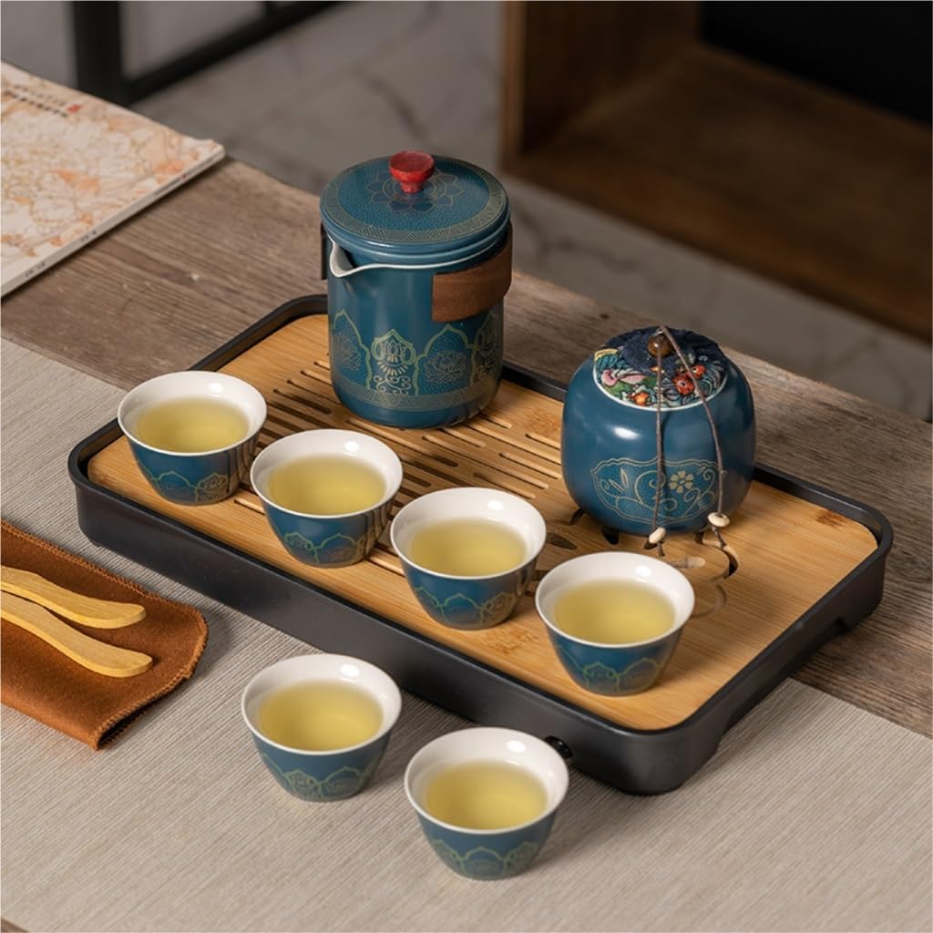 Portable Tea Set Kung Fu Tea Set Outdoor Complete Set Of Ceramic Quick Cup Teacup Tea Tray Home Business Convenient Teapot Portable Travel Tea Set