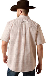 ARIAT Men's Nels Classic Fit SS Shirt in Almond Oil Geo Print - SM