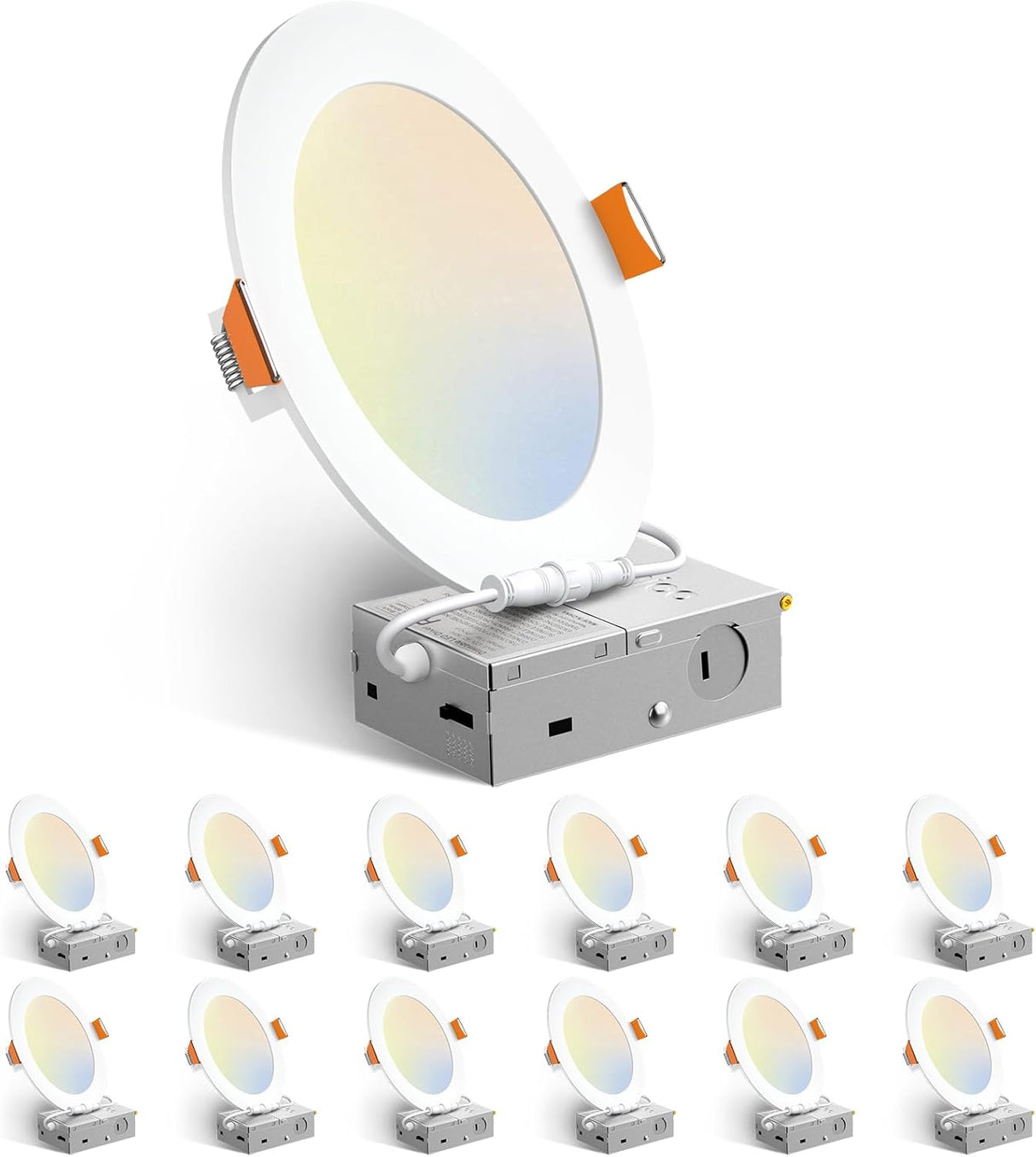 Amico 12 Pack 6 Inch 5CCT Ultra-Thin LED Recessed Ceiling Light