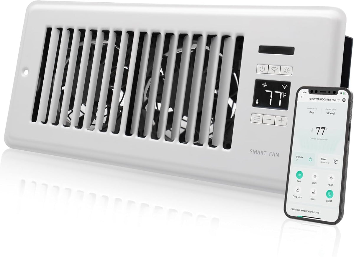 *Howeall Super Quiet Register Booster Fan, 4" x 10", White