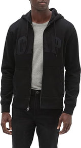 GAP Logo Heritage Hoodie Hooded Full Zip Sweatshirt - True Black - Large