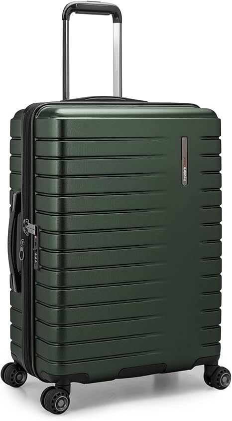 Traveler's Choice Archer Polycarbonate Hardside Spinner Luggage Set, Green, Checked 25-Inch