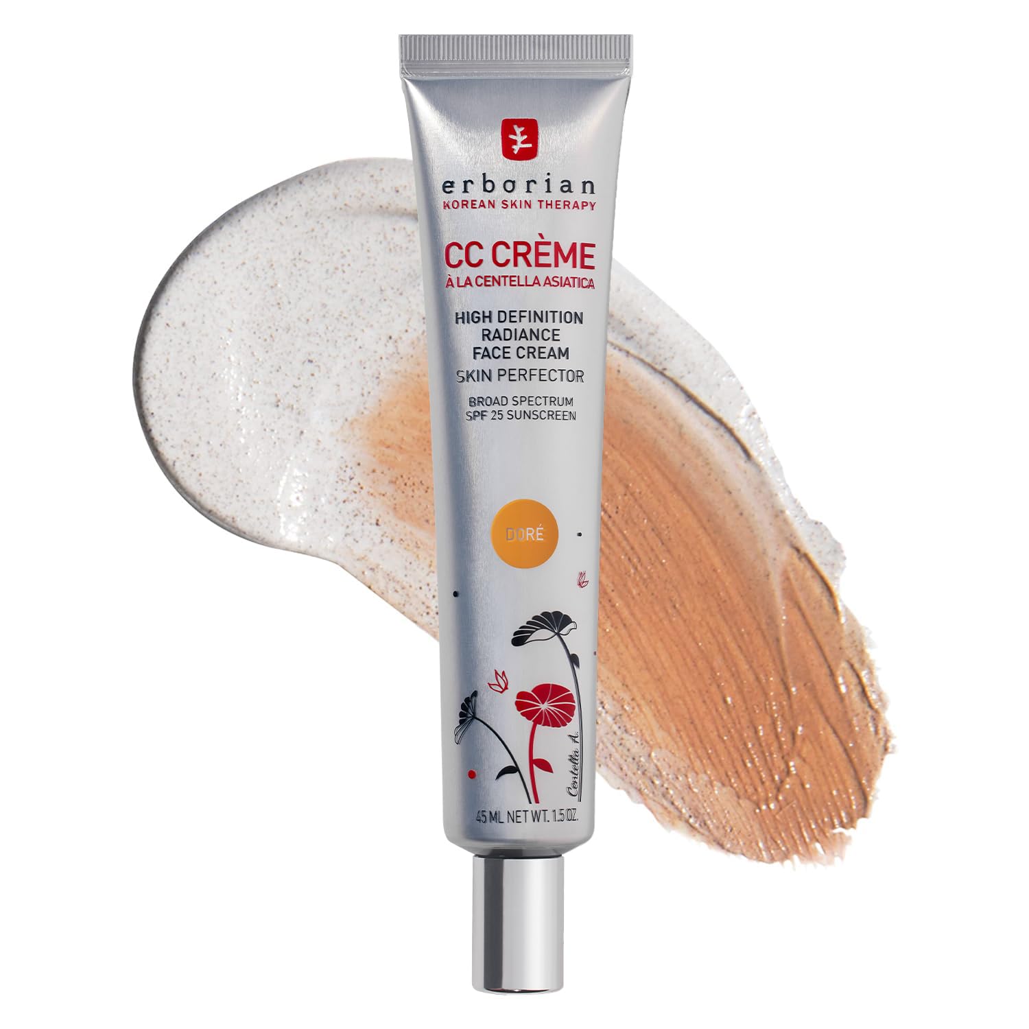 ERBORIAN Korean Skin Therapy | CC Cream High Definition Radiance Face Cream | SPF 25 | 1.5 fl oz | Dore (Golden Tan)
