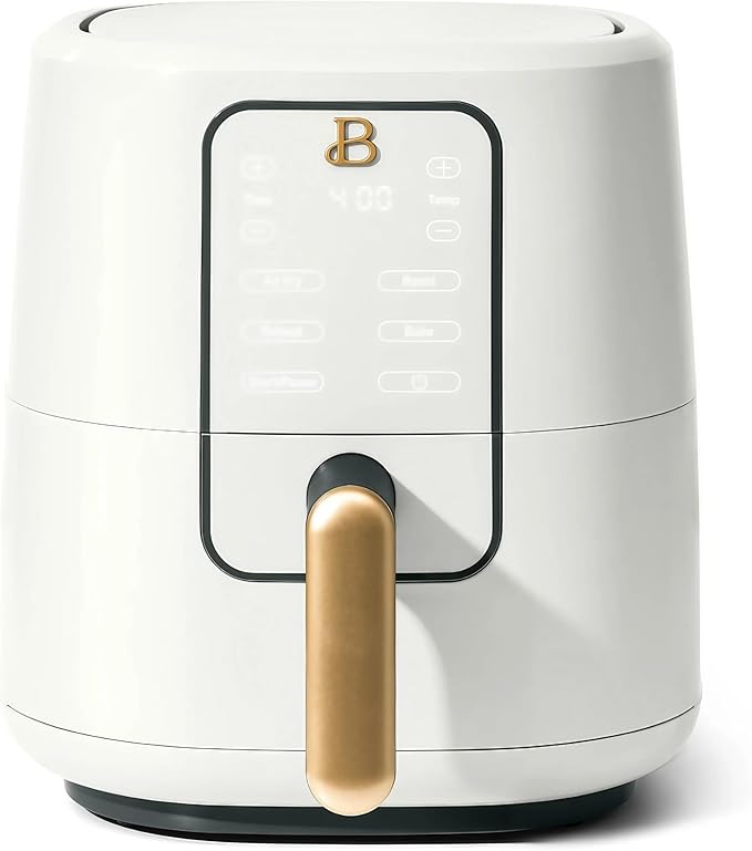 Beautiful 3 Qt Digital Air Fryer by Drew Barrymore – TurboCrisp™ Tech, 1200W, 4 Presets (Air Fry, Bake, Roast, Reheat), Fast & Even Cooking, Nonstick, PFOA-Free, Dishwasher Safe - White Icing