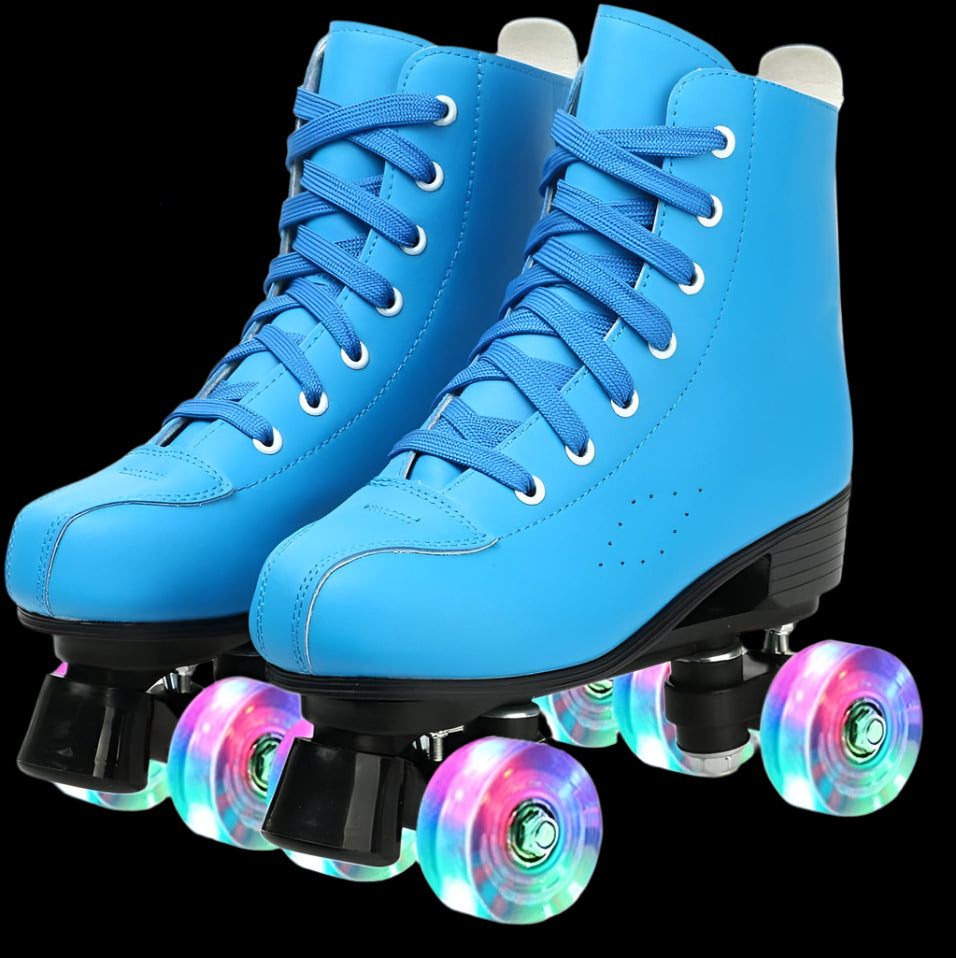 XUDREZ Roller Skates, Double Row Skates Adjustable Leather High-top Roller Skates Perfect Indoor Outdoor Women Roller Skates Size: 10.5