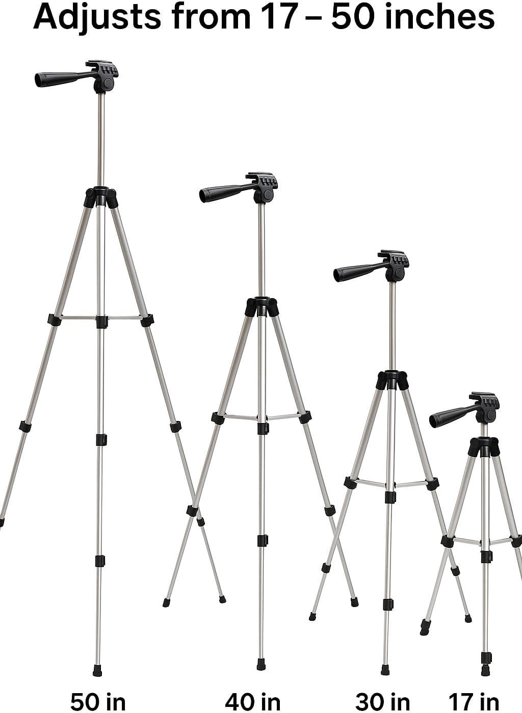 50" Aluminum Camera Tripod with Built-in Bubble Level – Compatible with GoPro HERO Cameras, Includes Tripod Mount & eCostConnection Microfiber Cloth