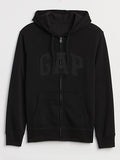 GAP Logo Heritage Hoodie Hooded Full Zip Sweatshirt - True Black - Large