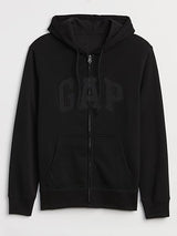GAP Logo Heritage Hoodie Hooded Full Zip Sweatshirt - True Black - Large