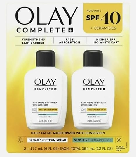 Daily Facial Moisturizer with SPF 40 Sunscreen, 2 Pack, 177 mL (6.0 FL OZ) each, 354 mL (12.0 FL OZ) Total