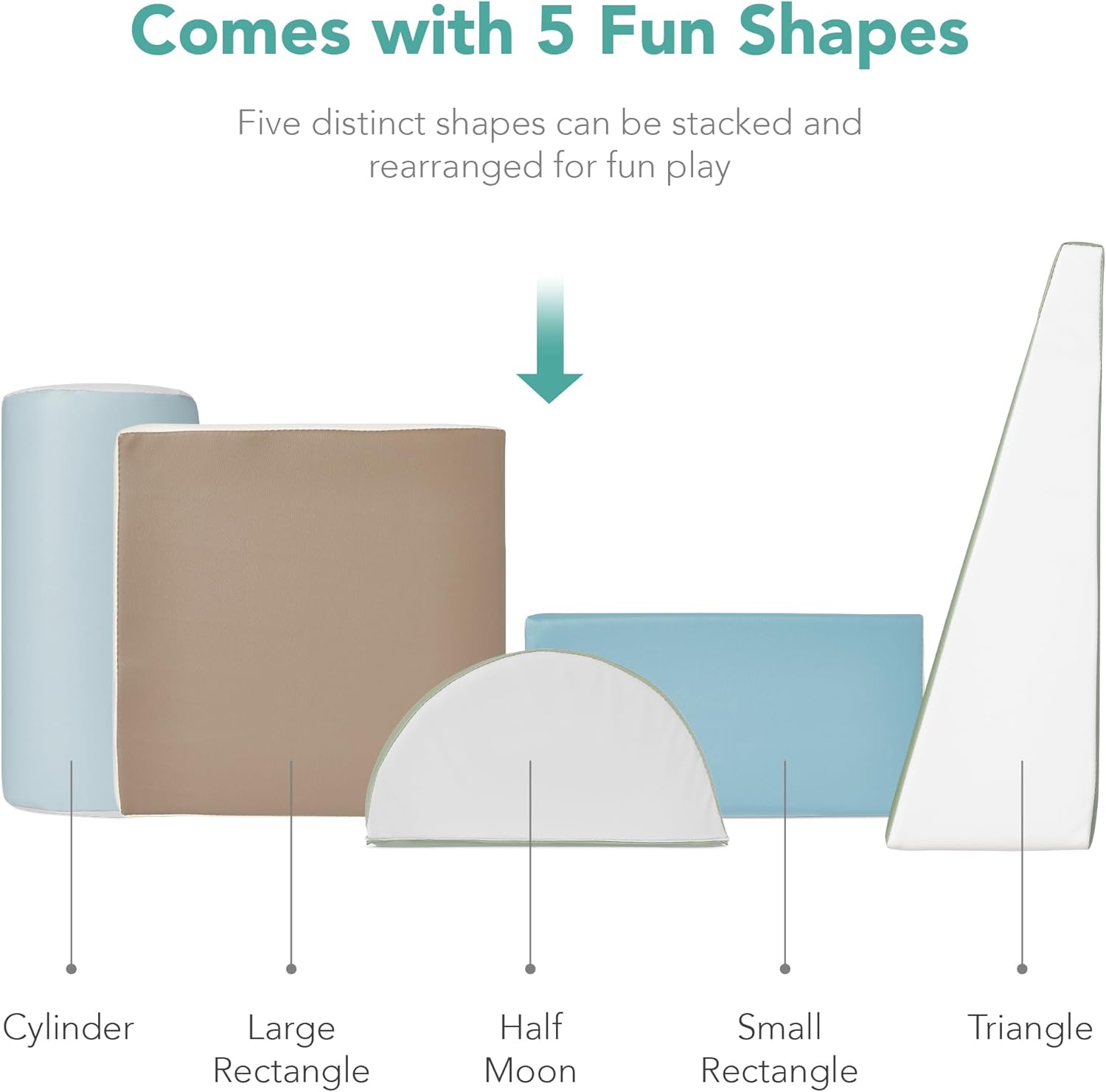 Best Choice Products - 5-Piece Kids Climb & Crawl Soft Foam Shapes Structure Playset - Earth Tone