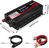 1000W/2000W(Peak) Car Power Inverter DC 12V to 110V AC Converter with LCD Display Dual AC Outlets and Dual USB Car Charger for Car Home Laptop Truck Black   NEW