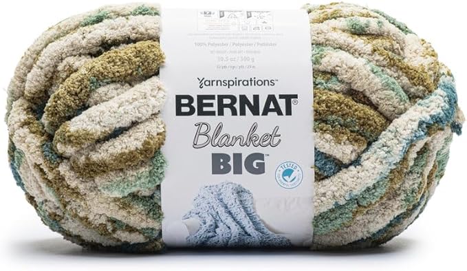 Bernat Blanket Big Yarn - 2 Skeins- (300g/10.5oz) Green Splash