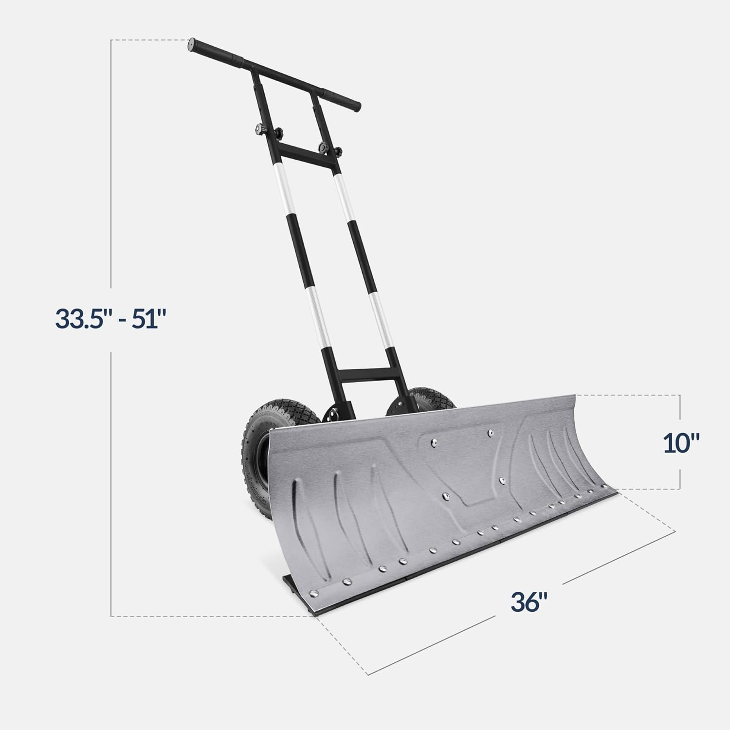 Best Choice Products - Galvanized Steel Blade 2-Wheel Snow Pusher w/ Adjustable Handle - 36in