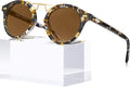 CARFIA Small Face Acetate Polarized Sunglasses for Women UV Protection, Retro Double Bridge Eyewears Metal Brow Round Sunnies