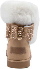 Juicy Couture Women's Slip On Winter Snow Boots Warm & Insulated Fur Lining Comfortable Fashion Booties Size: 10