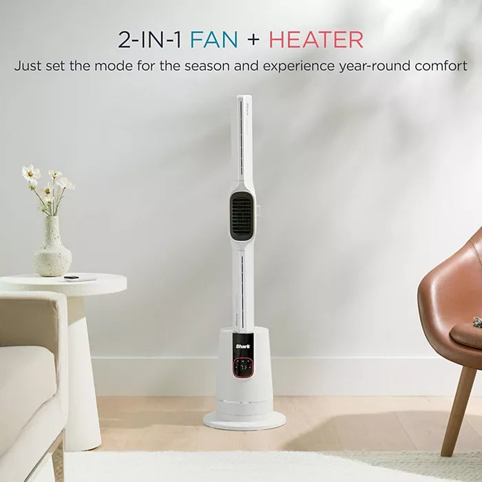 Shark TurboBlade Cool + Heat Bladeless Tower Fan - White