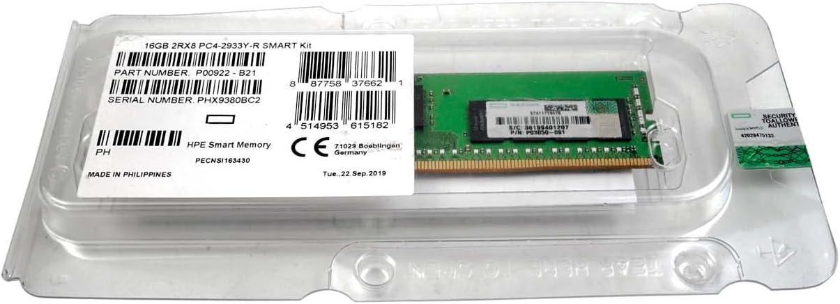 Server Smart Memory kit Replacement for HPE 16GB 2Rx8 PC4-2933Y-R P00922-B21 P03050-091