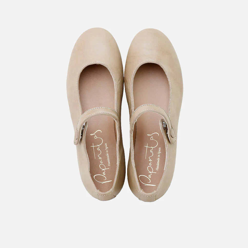 Grosgrain leather Mary Janes Verona Taupe Papanatas by Eli 1957 - Size: 39