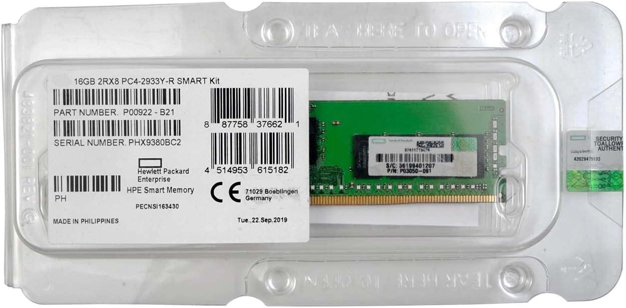 Server Smart Memory kit Replacement for HPE 16GB 2Rx8 PC4-2933Y-R P00922-B21 P03050-091