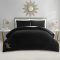 JUICY COUTURE Solid Velour 3pc Comforter Set - Black - Full/QUEEN